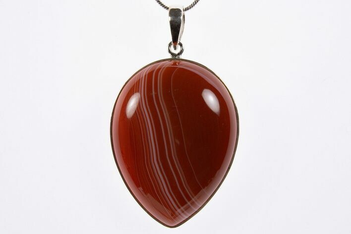 Banded Red Agate Pendant (Necklace) - Sterling Silver #303244